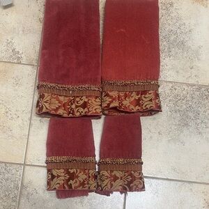Elegant Red and Gold Decorative Towels